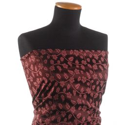 Brokát pružný květinový motiv starorůžový/hnědý