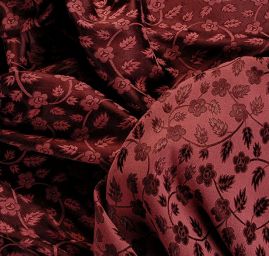 Brokát pružný květinový motiv starorůžový/hnědý