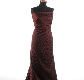 Brokát pružný květinový vzor vínověhnědý