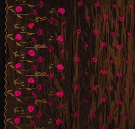 Vyšívaný taft hnědý vlčí  máky