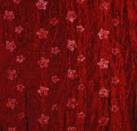 Krešovaný taft žakárový výšivka květů červená