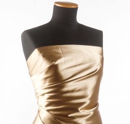 Satén taft pružný zlatohnědý