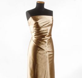 Satén taft pružný zlatohnědý