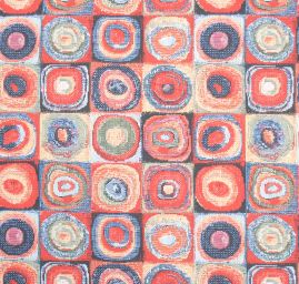 Žoržetová pletenina motiv kruhy/čtverce černá