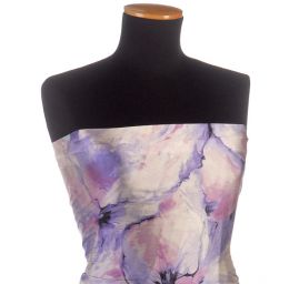 Satén nepružný tisk kupon maceška velká fialová