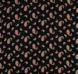 Krepdešín imitace hedvábí tisk květinový paisley vzor