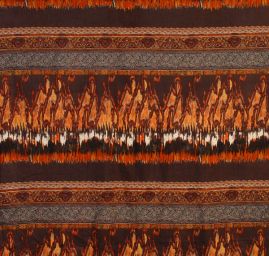 Manšestr pružný jemný s ornamenty hnědooranžový