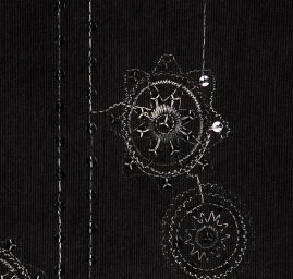 Pružný manšestr černý výšivka flitry