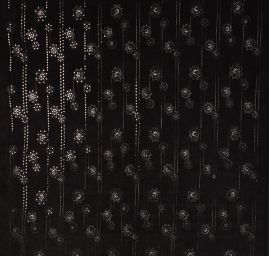 Pružný manšestr černý výšivka flitry