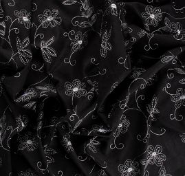 Imitace jelenice černé barvy s výšivkou