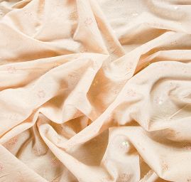 Bavlněný etamín tělové barvy výšivka flitry