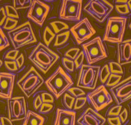 Fleece geometrický vzor kahki oranžovofialová