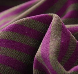 Flauš  vlna směs proužky olivová/fialová