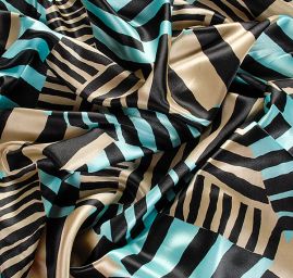 Satén nepružný zvířecí vzor modročerný