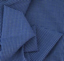 Bavlněná látka oboustranná kostka modrá/bílá