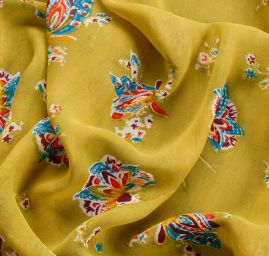 Šifon viskozový květinový vzor sv.zelený