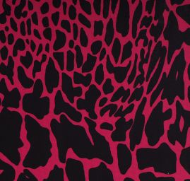 Šifon jemný zvířecí motiv černá růžová