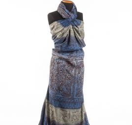 Viskózová letní látka vzor ornament modrá II.jakost