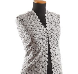 Hrubá krajka drobný květinový vzor lomená bílá