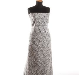 Hrubá krajka vzor velké růže bílá