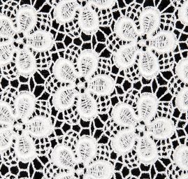 Hrubá krajka vzor malých květů bílá