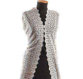 Hrubá krajka vzor růže/lístky bílá