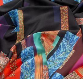 Mikado tkanina tisk květy/geometrický vzor