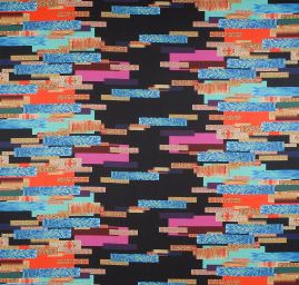 Mikado tkanina tisk květy/geometrický vzor