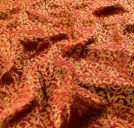 Brokát vínovozlatý romantický vzor II.jakost