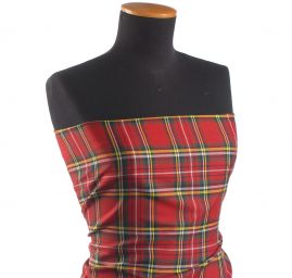 Kostýmová látka vzor kostky tartan červený