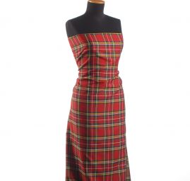 Kostýmová látka vzor kostky tartan červený