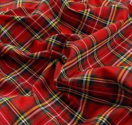 Kostýmová látka vzor kostky tartan červený