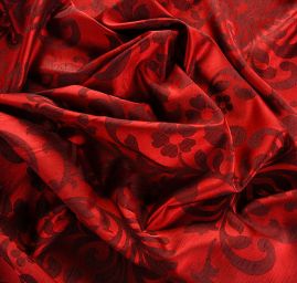 Žakárová látka imitace hedvábí ornament vínová