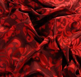 Žakárová látka imitace hedvábí ornament vínová