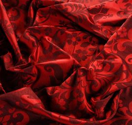 Žakárová látka imitace hedvábí ornament vínová