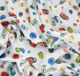 Krepdešín imitace hedvábí drahé kameny