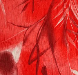 Šifon plise viskozový květinový vzor tm. červený