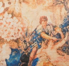 Sametová dekorační látka tisk venkov