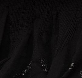 Látka kupón výšivka tvarovaný kraj černobílá