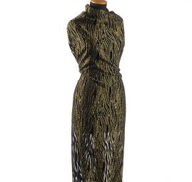 Vypalovaný samet černá/zlatá geometrický motiv