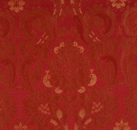 Žakárová látka květinový vzor vinovozlatá