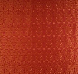 Žakárová látka květinový vzor vinovozlatá