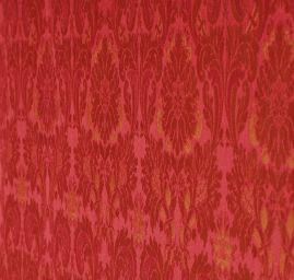 Žakárová látka květinový vzor vinovozlatá