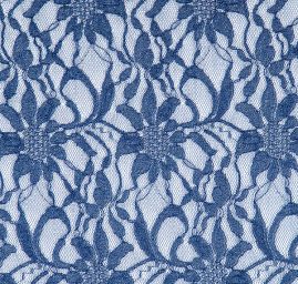 Jemná krajka s plastickou výšivkou tm. modrá