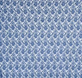 Jemná krajka s plastickou výšivkou tm. modrá