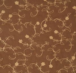 Len vyšívaný hnědý/krémová výšivka