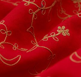 Len vyšívaný červený/režná výšivka