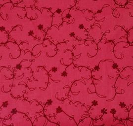 Len vyšívaný starorůžový/vínová výšivka