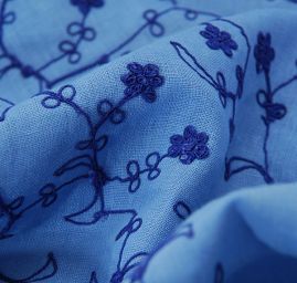 Len vyšívaný modrý/tmavě modrá výšivka