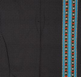 Bavlněná látka vzor puntík/květy černá II.jakost